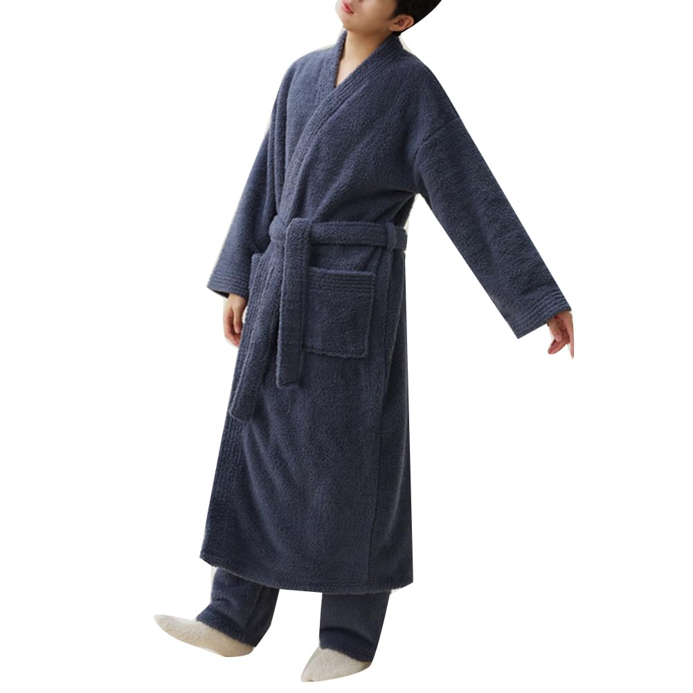 Herren/Damen Unisex Extralang Bademäntel aus Korallenfleece Nachtwäsche Schalkragen Hausmantel Bademantel aus Velours-Frottee Saunamantel