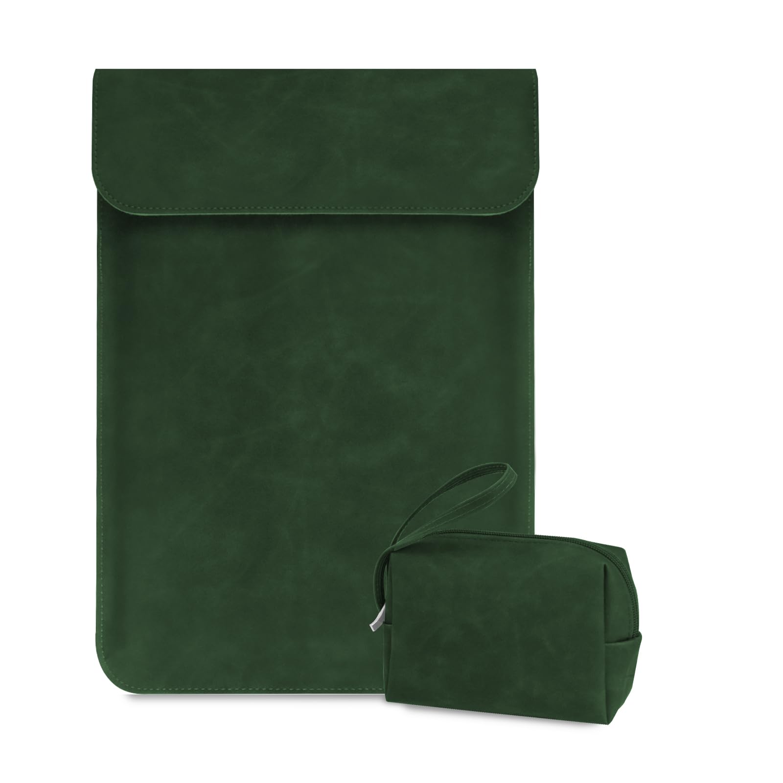 MaEiol 15-16 Zoll Laptoptasche Hülle, Laptop Sleeve Laptophülle mit Zubehör Tasche, PU Leder Ultradünn Laptop Hülle PC Computer Tasche für MacBook HP Dell Lenovo Acer Surface ASUS, Grün