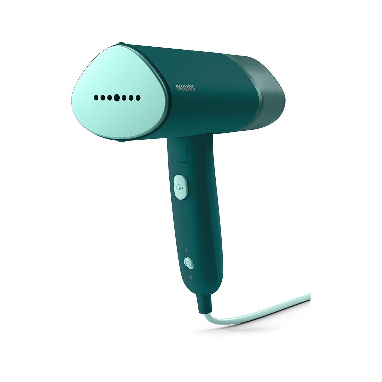 Philips Serie 3000 Vaporizador de Mano - Compacto y Plegable, 1000W, 20 g/min de Vapor, Depósito de Agua Extraible de 120ml, Placa de Vapor metálica, Peso Ligero 660g, Verde Oscuro (STH3020/70)