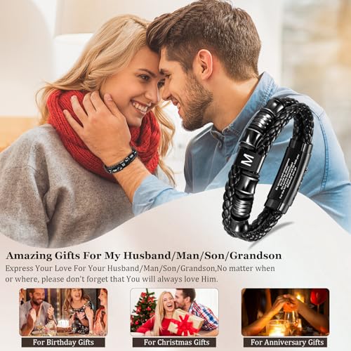 Pulsera de cuero para hombres con hebilla ajustable en acero inoxidable miniatura 6