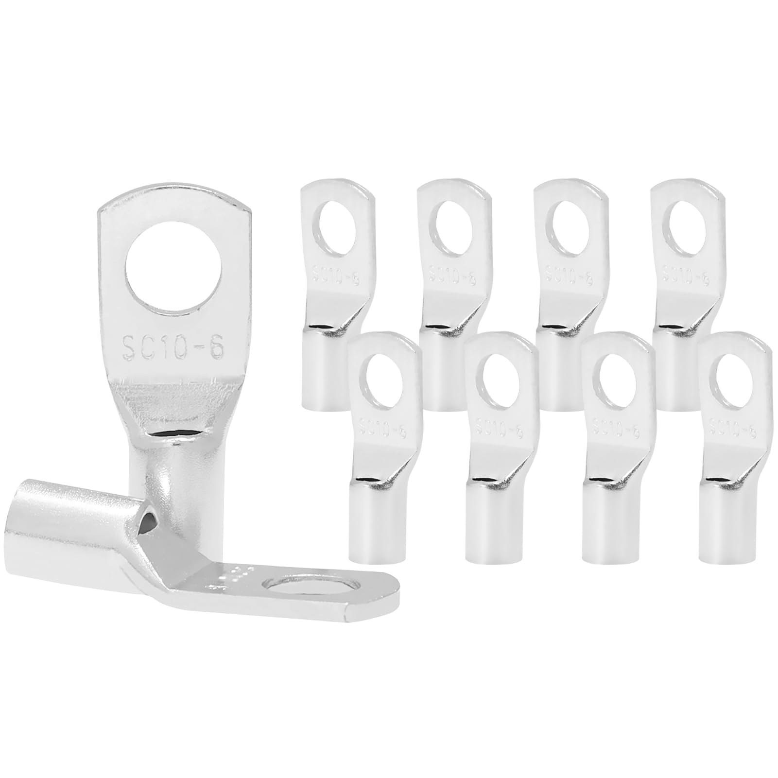 50PCS SC10-6 Tinned Copper Lugs,Battery Cable Ends Wire Connectors,Heavy Duty Ring Terminals(50PCS SC10-6)