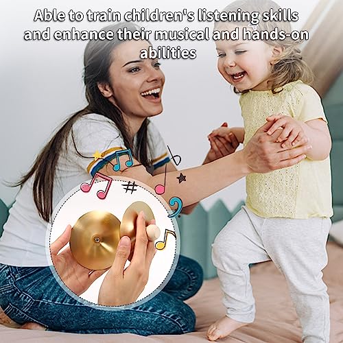 mewmewcat 1 par de pratos de dedo com cabo de madeira mini pratos de dedo de 3,5 polegadas cobre 9 c