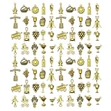 WOCRAFT 60pcs Antique Gold Wine Bracelet Charms for Jewelry Making Sets DIY Necklace Bracelet Keychain Crafting Charms Kit Craft Supplies (SN870)