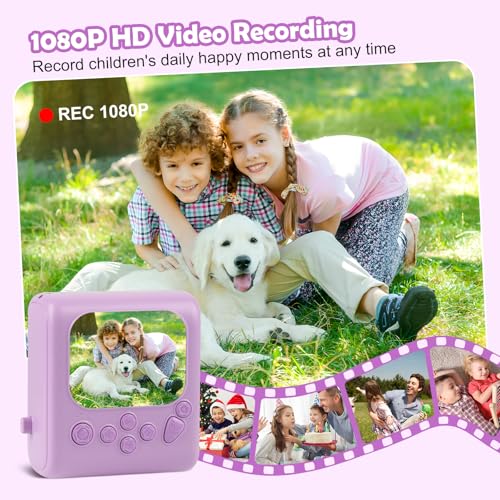 Image of Kids Instant Print Camera for Ages 3-12, 1080P HD Camera with 32GB Card | 2.0 inch Screen, Ink-Free Thermal Printing, 48MP Pixels, 16X Zoom, MP3, Filters and Creative Modes