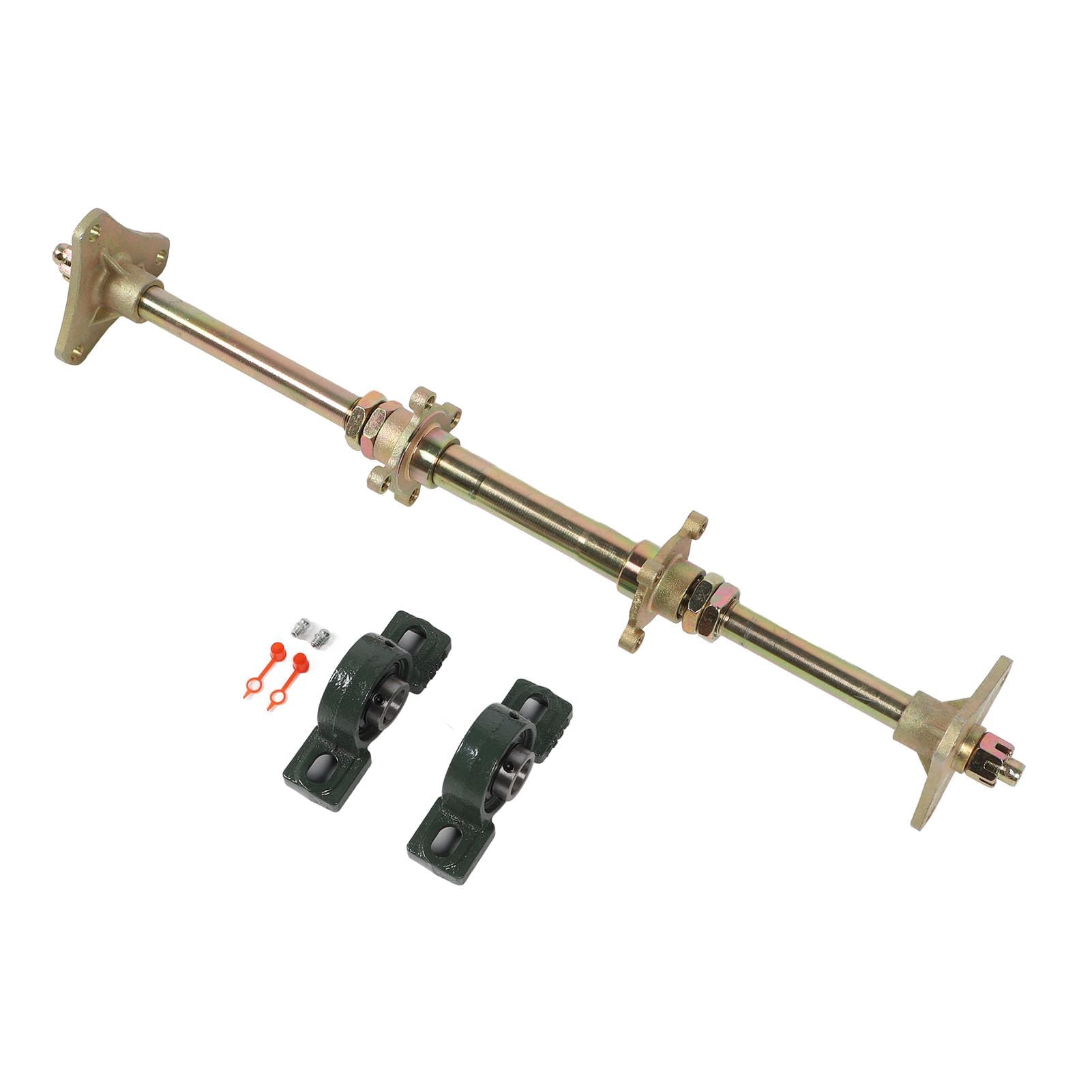 Kit ASSE Posteriore Go Kart, Kit Albero ASSE Posteriore da 24 Pollici Mozzi Antiurto in Metallo Supporti di Fissaggio Flange Set per ATV 50‑150CC Quad Drift Trikes ASSE