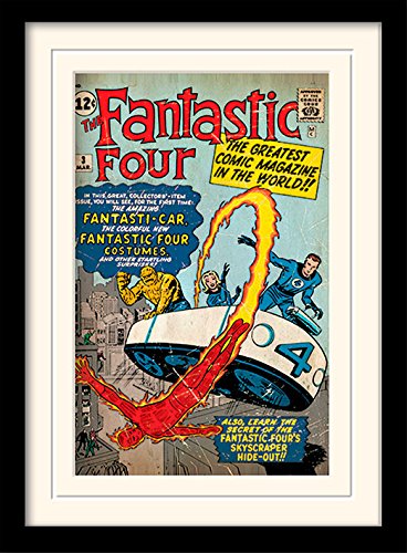 Fantastic Four "Cover Mounted and Framed Print, Multi-Colour, 30 x 40 cm