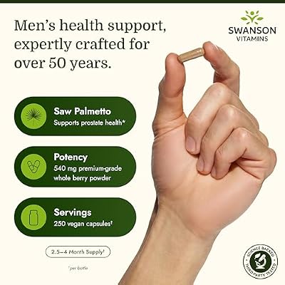 Swanson Saw Palmetto Full Spectrum Herbal Supplement for Men Seeking Prostate, Hair, and Urinary Health Support - 540 mg (250 Vegan Capsules, 2 Pack)