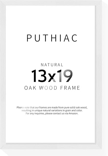 puthiac 13x19 Oak Wood Picture Frame - 13"x19" Poster Frames for Wall, 13x19 Picture Frames for Wall, 13 x 19 Picture Frames, 13 x 19 Frames for Wall(1 Pack, White)