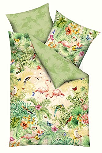 Kaeppel Mako Satin Bettwäsche Designer Digital Bora Bora grün 135x200