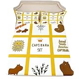Homewish Juego de sábanas Capibara para niños pequeños, juego de ropa de cama para niños recién nacidos, sábana bajera ajustable de animales Capybara de América del Sur, 2 piezas, sin sábana encimera,