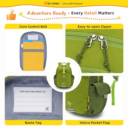 Skysper SKKD01-04-KIDS10-GREEN Kids Backpack 10L Toddler Backpack Travel Daypack thumb #5