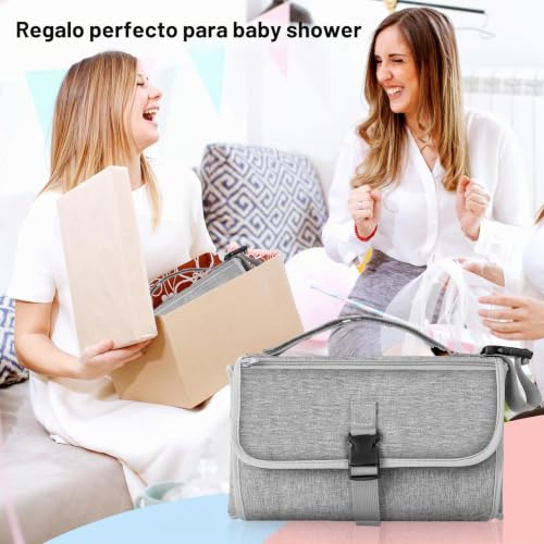 Miniatura 7 de Romon Cambiador Portátil Colchones Plegables Y Desmontable Mantas Bolso Con 5 Bolsillos Cambiador Impermeable Reutilizable Diaper Mat Accesorios Para Cuidado Gris