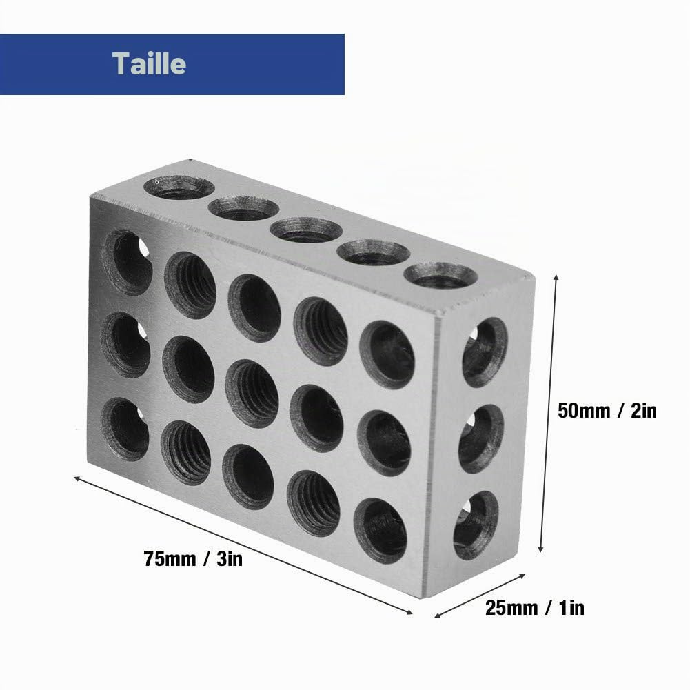 2pcs 25 x 50 x 75mm Blocs Parallèles,23 Trous Parallèles Bloc Métrique, En Acier Trempe Blocs,Outils de Tour de Precision Pour Machine Outil