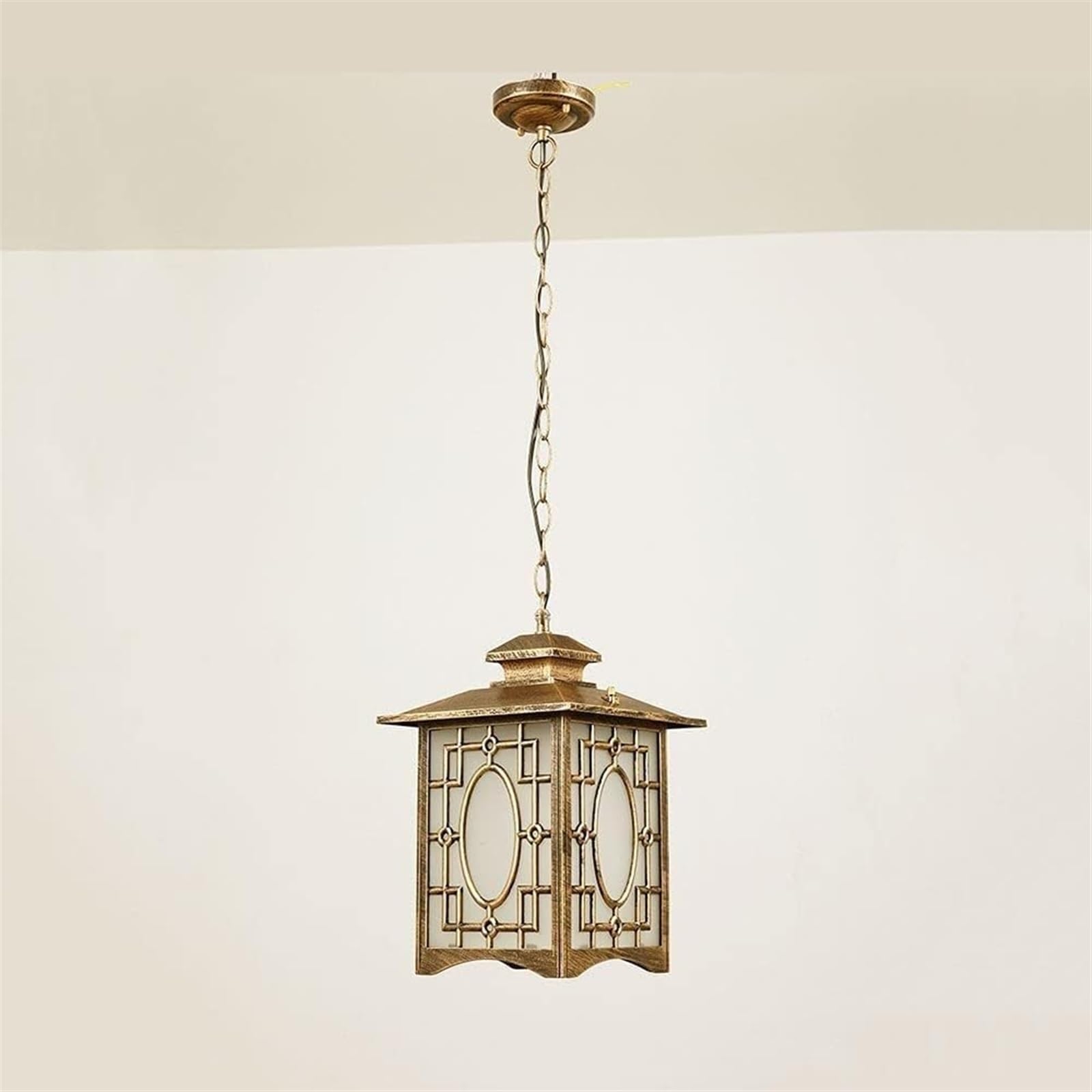 SYAXVOM Frosted Glass Outdoor Hanging Lights – Waterproof Ceiling Lighting E27, Rainproof Chandelier for Patio, Yard, Pathway, Walkway, Porch, and Balcony (Color: Black)(Bronze)