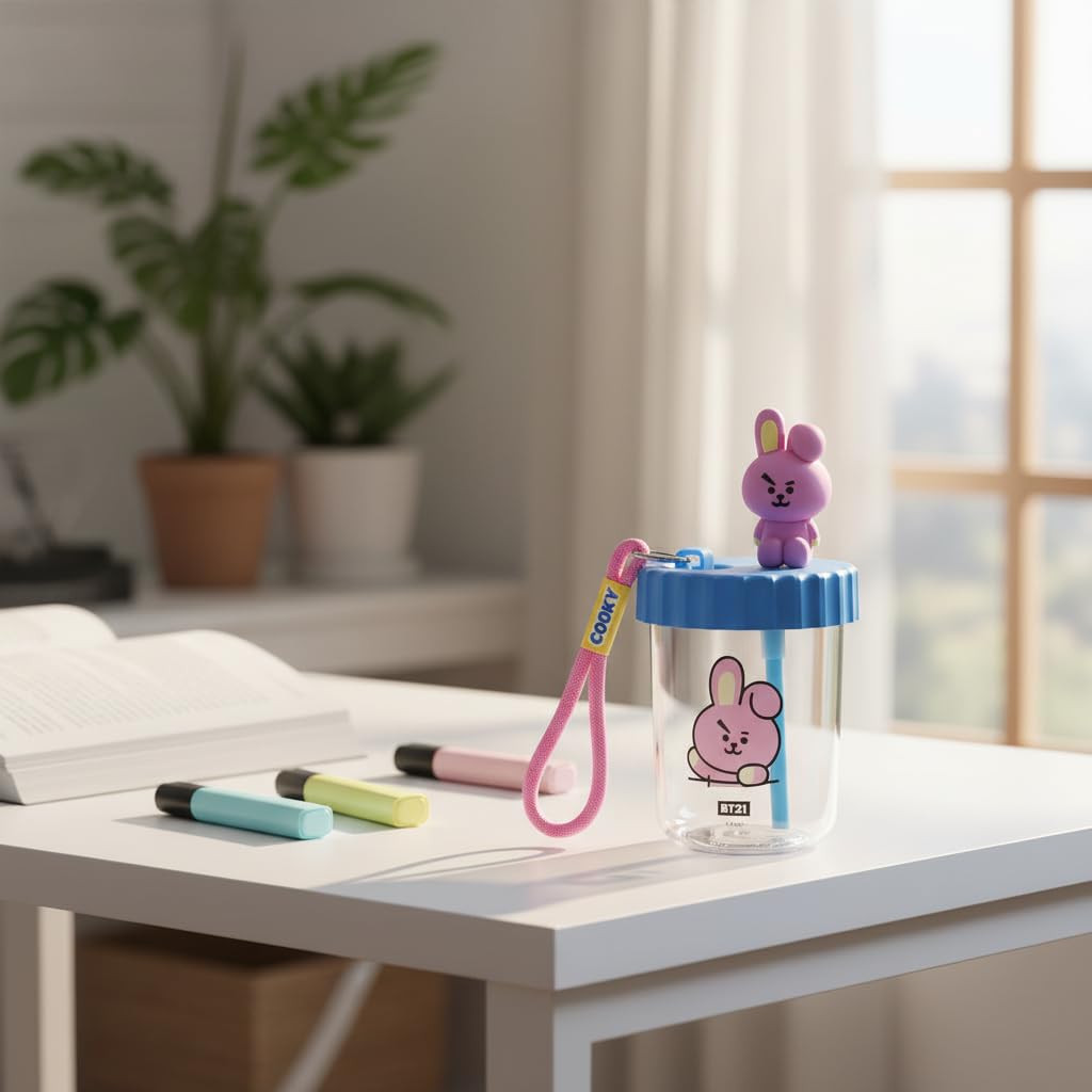 Lisanslı Süslemeli ve Askılı Plastik Şişe (520mL) - Cooky by MINISO