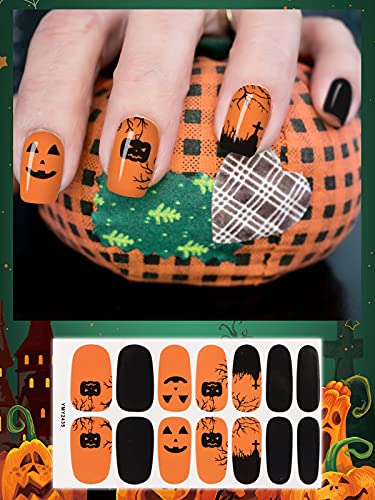 14 Blatt Halloween Full Wraps Nagellack Aufkleber,EBANKU Selbstklebende Nail Art Decals Aufkleber mit 1 Nagelfeile… – Bild 4