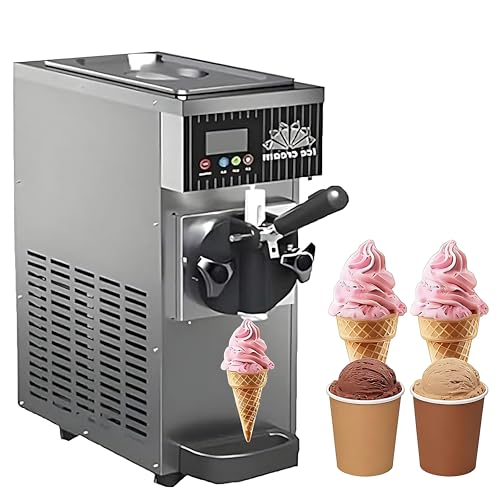 【Portatile】: Questa macchina per gelato soft serve utilizza la tecnologia a doppio flusso d'aria, aumentando la velocità del flusso d'aria del 40% per una consistenza più liscia e ricca, risparmiando al contempo ingredienti. Realizzata in acciaio inossidabile per uso alimentare, è compatta, portatile e facile da riporre. È resistente, antiruggine e facile da pulire.