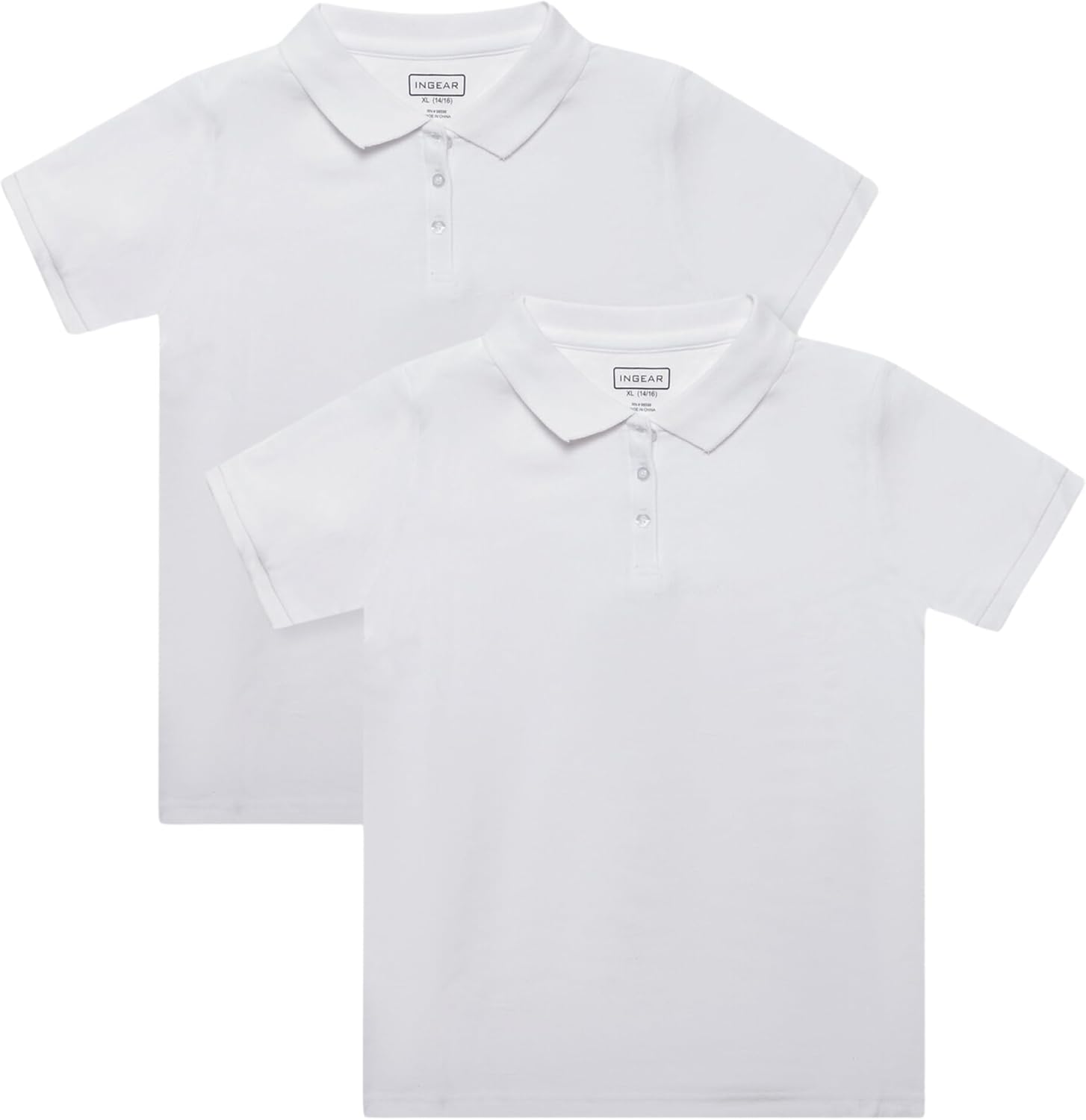 INGEAR Girls Short Sleeve Polo Shirt for School Uniform, Golf or Casual Wear, Performance Polo Shirts for Girls 2PK INGEAR Girls Short Sleeve Polo Shirt for School Uniform, Golf or Casual Wear, Performance Polo Shirts for Girls 2PK