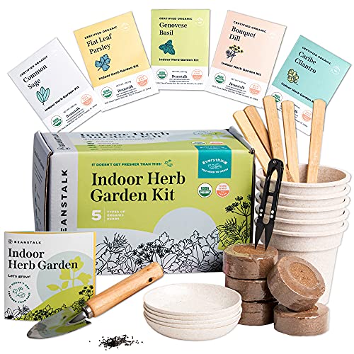 Herb Garden Kit Indoor - Indoor Garden Kit with Herb Plants, Indoor Herb Garden Kit, Herb Growing Kit, Kitchen Herb Garden Plant Kit, Herb Garden Starter Kit, Window Herb Garden, Herb Kit