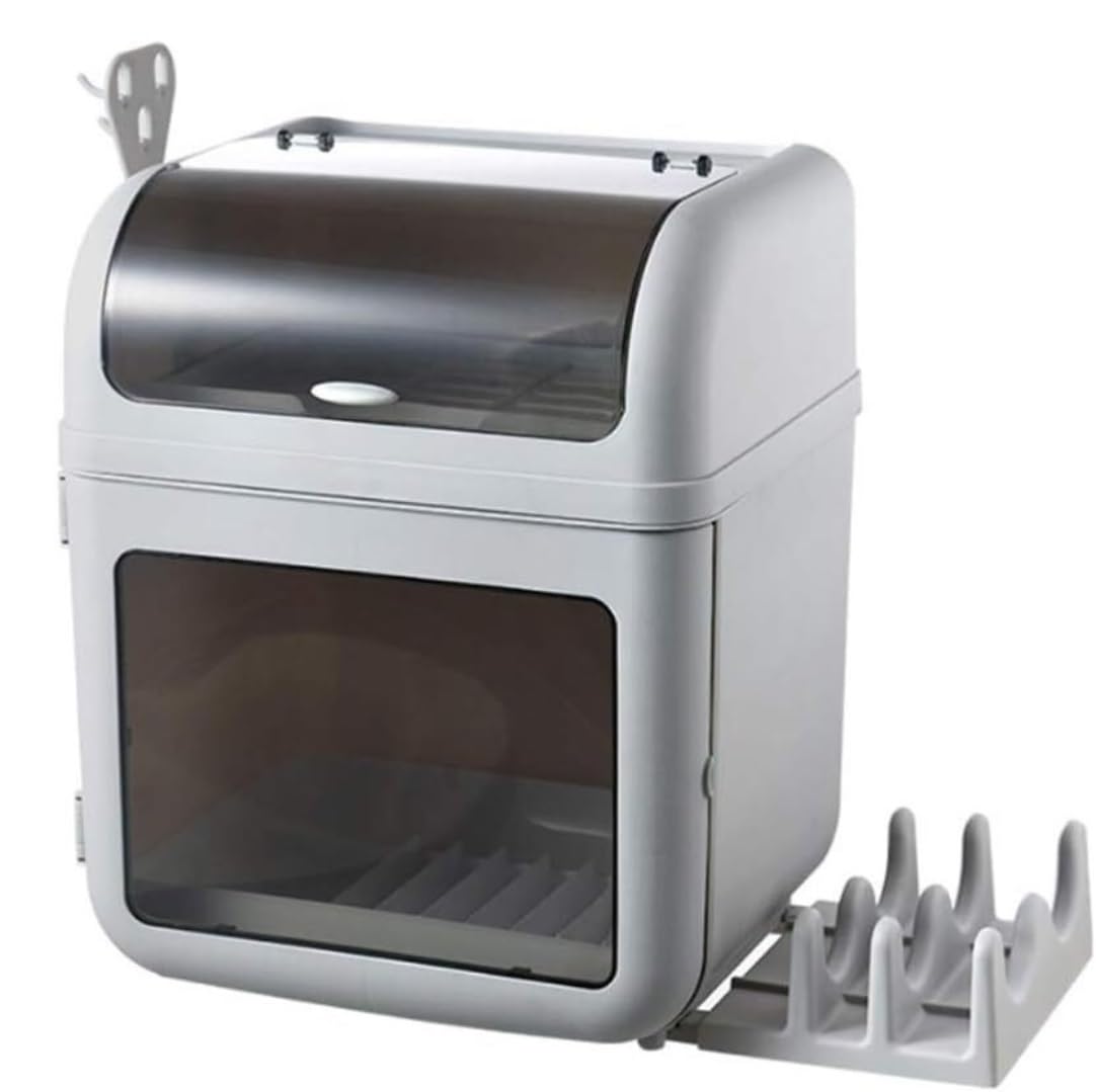 Stojak do suszenia Naczyń Suszarka Kuchenna Organizer Do Przechowywania Naczyń Ociekacz Do Naczyń Uchwyt Na Przybory Z Pokrywką Uchwyt Na Deskę Do Krojenia Ociekacz do Naczyń (Color : Grey)