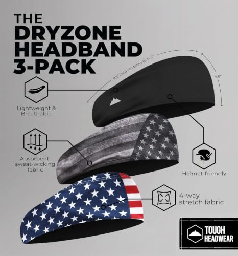 Image of Tough Headwear Mens Headband | Sweat Headbands for Men Women Working Out Running Sports - Athletic Sweat Band Exercise