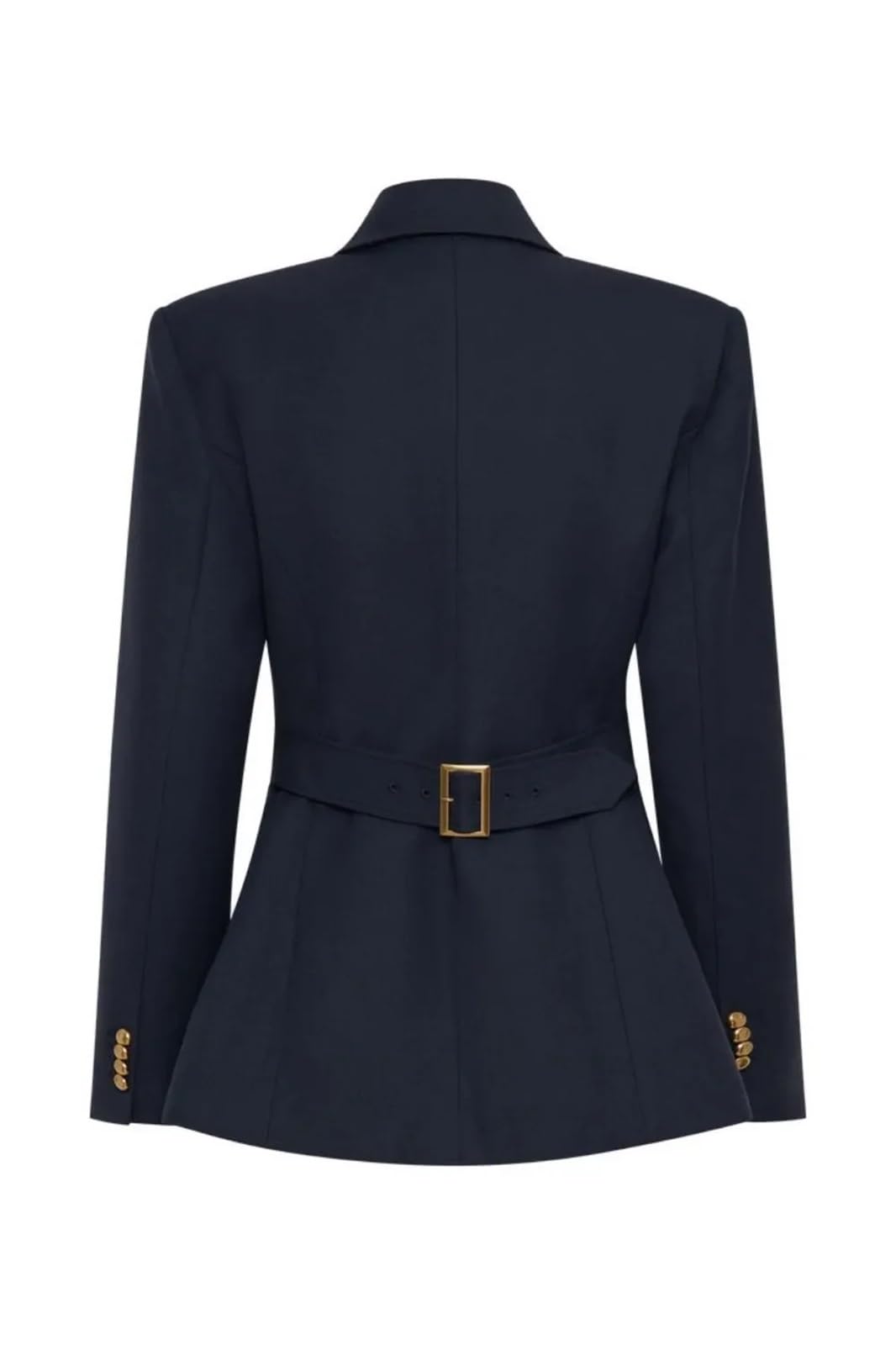 Traje pantalón de mujer, blazer azul un solo botón metálico, estilo clásico, con pernera ancha Para EquitacióN(L)
