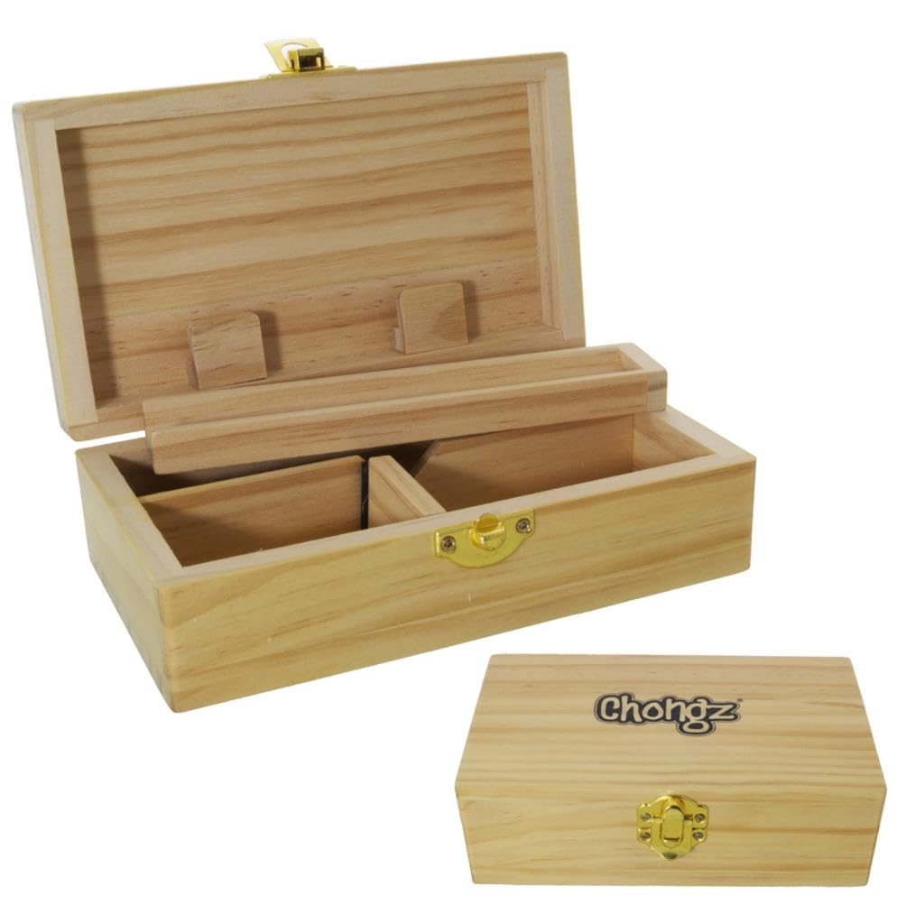 CHONGZ Bamboo Rolling Boxes | Paper Holder | Tray | Storage Compartments (MEDIUM 15.5 × 9 × 5 cm)
