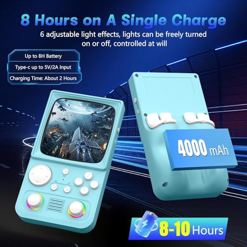 Image of R36TMAX Retro Handheld Game Console, Portable Retro Gaming Console with 4.0 inch CRT-Inspired Screen, 4000mAh Arcade Classics, Supports Multiple Emulators, WiFi Network Battling, 64GB (Blue)