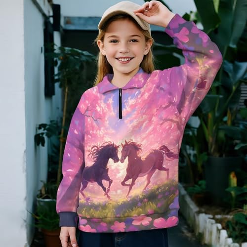 Girls Quarter Zip Sweatshirt Lightweight Pullover Tops Casual Long Sleeve Sweatshirts Fall Clothes for Teen Girl3