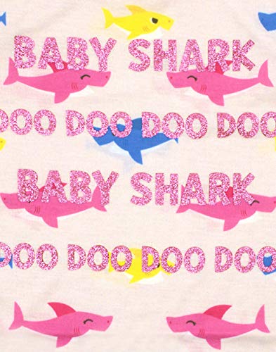 Baby Shark Girl's T-Shirt Glitter All Over Print Pink Top 3-4 Years4