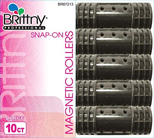 Brittny Snap-On Magnetic Rollers - Black 12 Count Large (Pack of 2)
