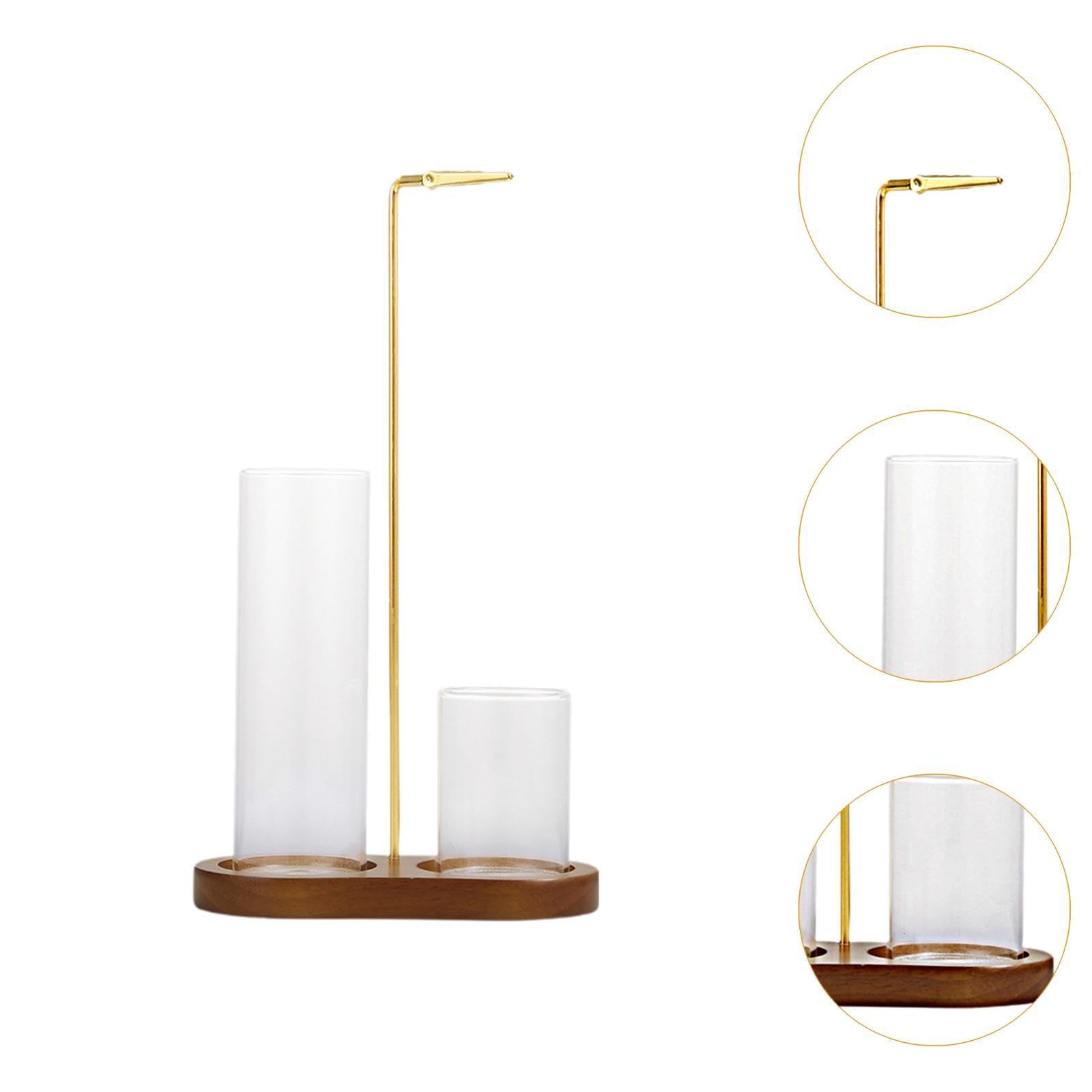 Incensiere Multifunzione Porta Bastoncini Supporto Cenere Decorazione Ambiente in Vetro E Legno Adatto per Camere da Letto Uffici Soggiorni, Marrone