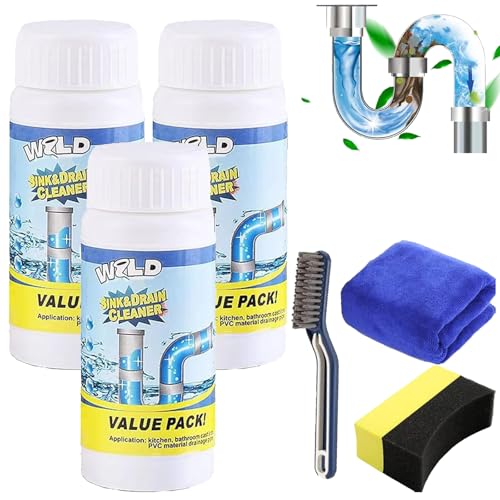 Abflussreiniger Spirale Rohrreiniger Extrem Stark Wild Sink Drain Cleaner Abflussreiniger Schaum Value Pack Abflussreiniger Rohrreiniger Spirale für Küche Bad Toilette (3 Stück(330g))