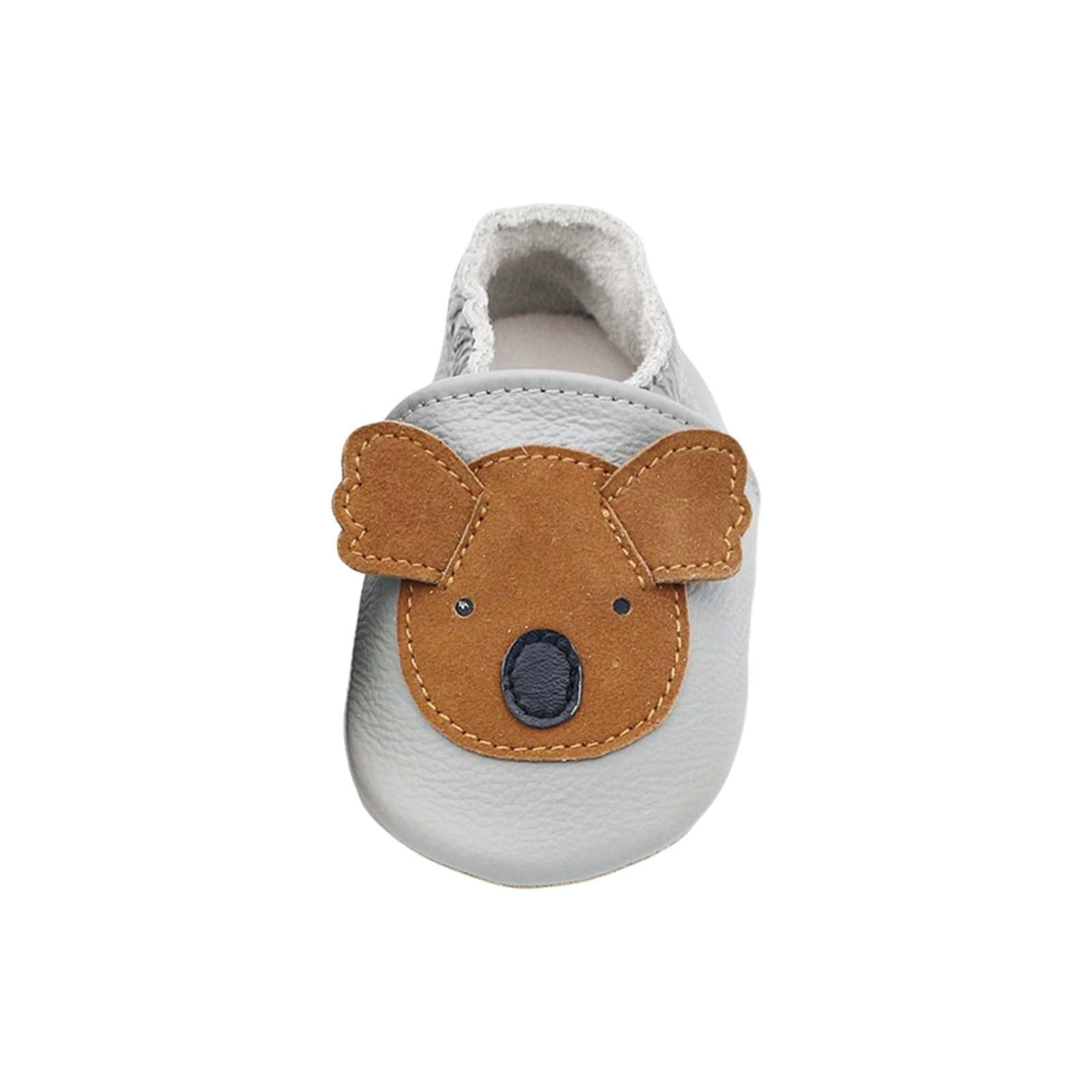 RNTOP Unisex Baby Shoes Infant Girls Boys Non Slip Soft Leather Shoes Toddler Soft Sole Shoes Slippers First Walking Shoes (Brown, 18-24 Months)