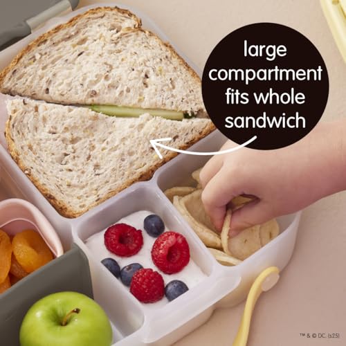 Image of b.box Batman Lunch Box for Big Eaters All Ages - 8.5 Cup Leak Proof Bento Box with 4 Compartments, School Lunch Container with Ice Pack, Dishwasher Safe, BPA-Free, PFAS-Free