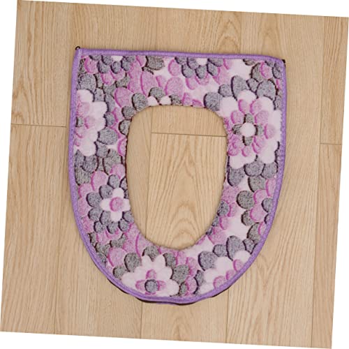 Healeved Flanell Toilettendeckelabdeckung Toilettensitzabdeckung Reißverschluss Toilettensitzkissen Toilettenmatte Lila Sitz Reißverschluss Toilettensitzauflage Toilettensitzwärmer – Bild 3