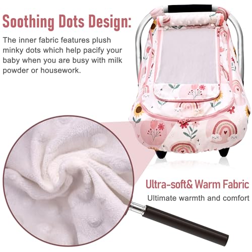 Image of Waterproof Baby Car Seat Cover，YVMVDV Patented Cold Weather Carseat Cover for Babies,Infant Car Seat Cover Canopy for Boy Girls, Keeps Babies Warm and Cozy (Rainbow)