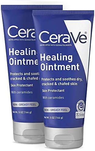 CeraVe Healing Ointment | 2 Pack (5 Ounce Each) | Cracked Skin Repair Skin Protectant with Petrolatum Ceramides | Lanolin & Fragrance Free