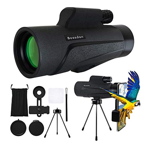 Bossdan 12×50 Monocular Telescope for Smartphone Holder-Portable Handheld Telescope&IPX5 Waterproof Monocular,BAK4 Prism for Wildlife Bird Watching,Sports Game,Travelling,Jungle Green&More.