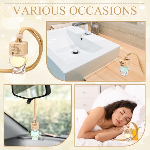 Image of Funnymoom 30 Pcs Car Diffuser Air Freshener Gift Bulk Ornament Hanging Empty Glass Essential Oil Bottle Employee Appreciation Coworkers Volunteer Staff Thank You Gifts (Heart)