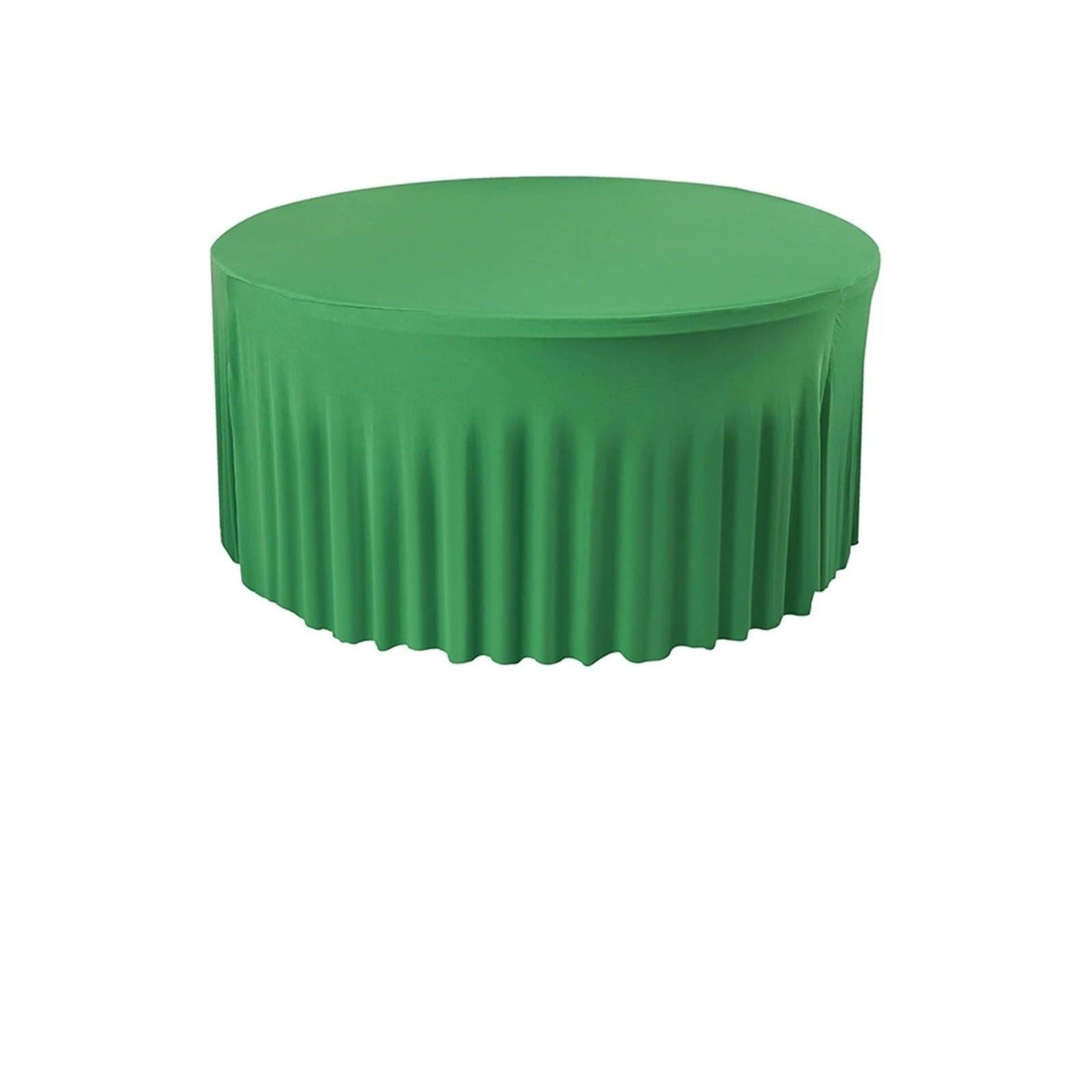 SHENJMAI Round Skirt Tablecloth Pleated Wave Spandex Round Tablecloth Elastic Skirted Cover 4/5/6FT for Banquet Wedding Stain-Resistant Easy Care(Green,5FT 153CM ROUND)