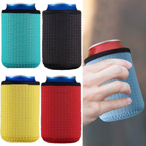 2Pcs Neoprene Can Coolers, Soft Non-Slip Insulated Drinks Cooler for Soda, Beer Cans and Bottles (Blue and Black)