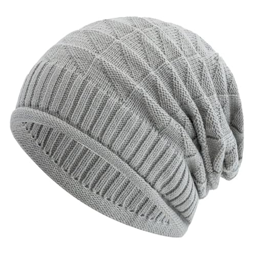 Chapeau d'hiver femme long finitions soignees bonnet maille premium couleur unie epaisse