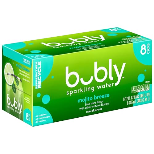 Image of Bubly Sparkling Water, Mojito Breeze, 12 Fl Oz x 8 Count