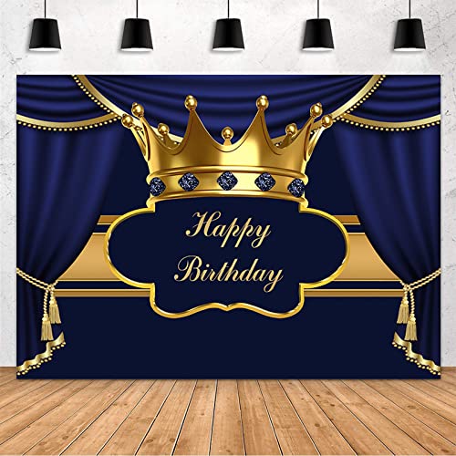 Bannière de fond pour photographie d'anniversaire prince adulte avec couronne de pierres précieuses