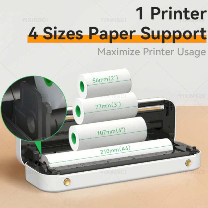 AJUK A4 Wireless Portable Mini Thermal Printer (1Year Warranty) Inkless Bluetooth Label Maker for Printing Labels, Photos, Notes, Barcode Compatible with Android, iOS, Windows - 203dpi 2