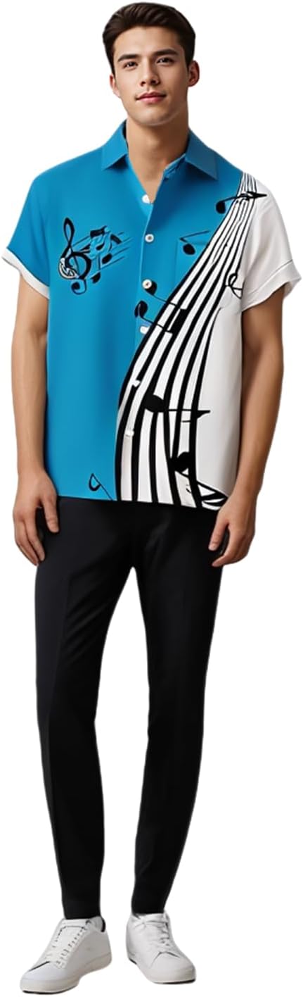 Bowling Shirts for Men Print Short Sleeve Regular Fit Hawaiian Casual Button Down Beach Shirts - Image 5