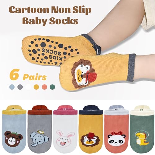 HYCLES Non Slip Baby Socks with Grip Non Skid Ankle Socks for 6-12 Month Infants 1-5 Years Toddlers Kids Boys Girls2