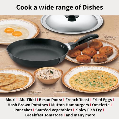 Image of Hawkins Futura 24 cm Frying Pan, Non Stick Fry Pan with Stainless Steel, Rounded Side Frypan for Easy Stirring, Black (NF24RS)