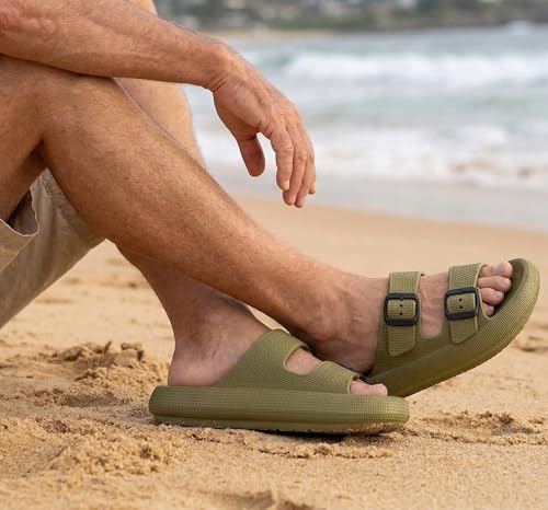 Image of BenSorts Pillow Sandals for Women Men Thick Sole Adjustable Buckles EVA
